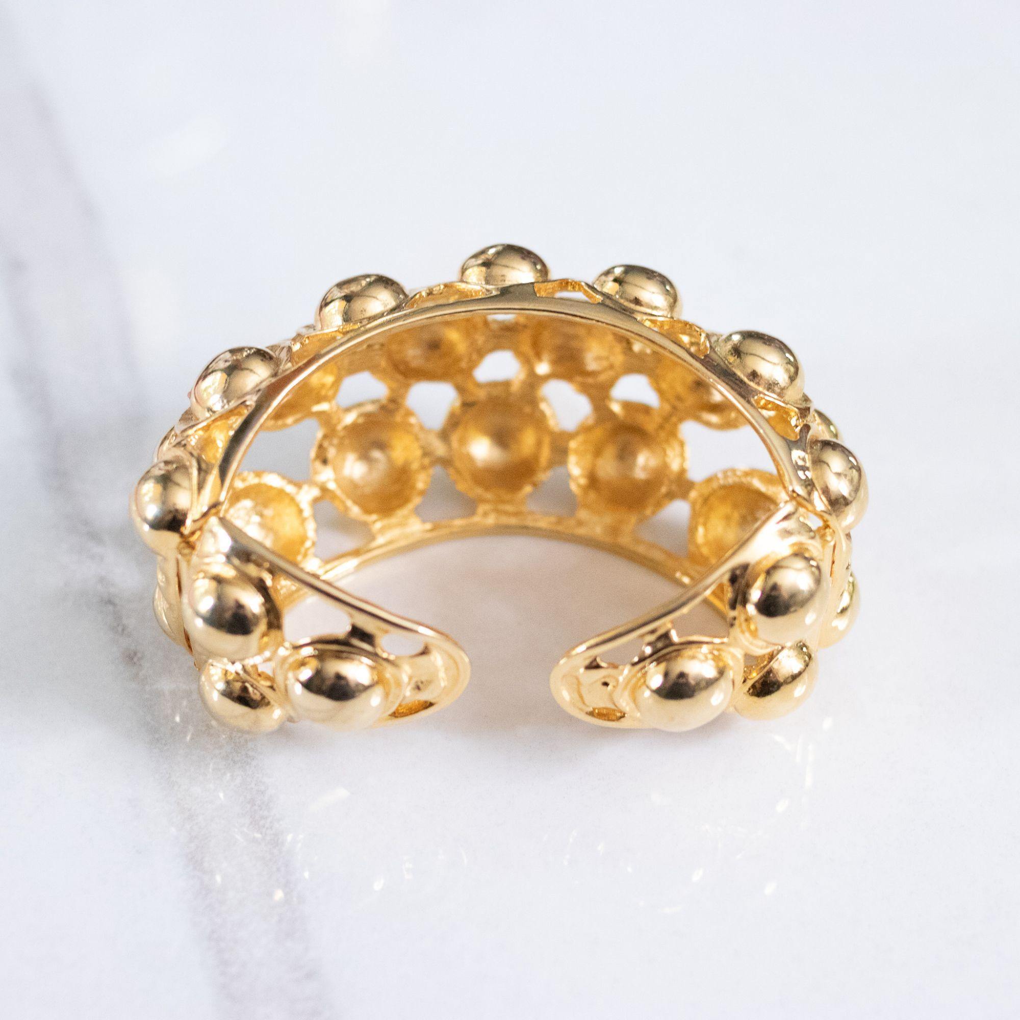 Vintage Kenneth Jay Lane Gold Bead Cuff Bracelet by Kenneth Jay Lane - Vintage Meet Modern Vintage Jewelry - Chicago, Illinois - #oldhollywoodglamour #vintagemeetmodern #designervintage #jewelrybox #antiquejewelry #vintagejewelry