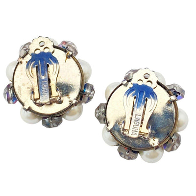 Vintage Laguna Pearl and Smoke Aurora Borealis Cluster Earrings by Laguna - Vintage Meet Modern Vintage Jewelry - Chicago, Illinois - #oldhollywoodglamour #vintagemeetmodern #designervintage #jewelrybox #antiquejewelry #vintagejewelry