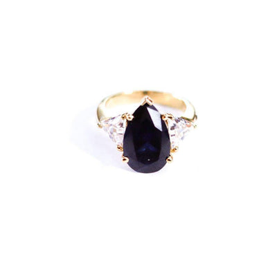Vintage Sapphire Cubic Zirconia Pear Shape Statement Ring by Unsigned Beauty - Vintage Meet Modern Vintage Jewelry - Chicago, Illinois - #oldhollywoodglamour #vintagemeetmodern #designervintage #jewelrybox #antiquejewelry #vintagejewelry