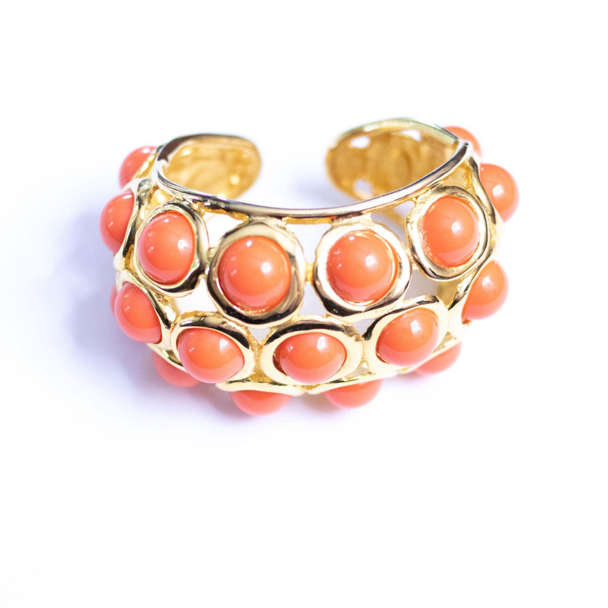 Vintage Kenneth Jay Lane Chunky Coral Bead Cuff Bracelet