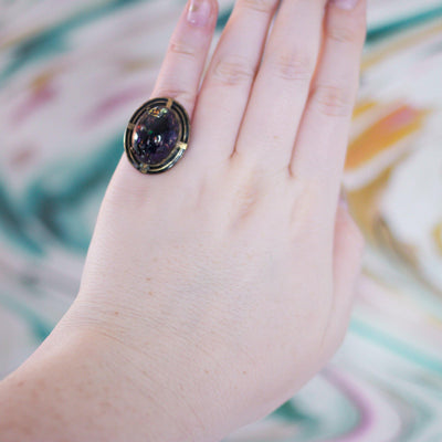 Vintage 1950s Blue Jelly Opal Statement Ring by Vintage Meet Modern  - Vintage Meet Modern Vintage Jewelry - Chicago, Illinois - #oldhollywoodglamour #vintagemeetmodern #designervintage #jewelrybox #antiquejewelry #vintagejewelry