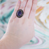 Vintage Blue Victorian Revival Style Statement Ring With faux Pearl Halo by Vintage Meet Modern  - Vintage Meet Modern Vintage Jewelry - Chicago, Illinois - #oldhollywoodglamour #vintagemeetmodern #designervintage #jewelrybox #antiquejewelry #vintagejewelry