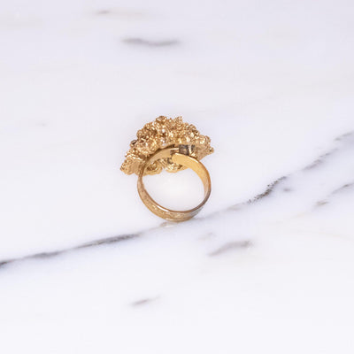 Vintage Mid Century Modern Brutalist Modern Gold Statement Ring with Rhinestones by Unsigned Beauty - Vintage Meet Modern Vintage Jewelry - Chicago, Illinois - #oldhollywoodglamour #vintagemeetmodern #designervintage #jewelrybox #antiquejewelry #vintagejewelry
