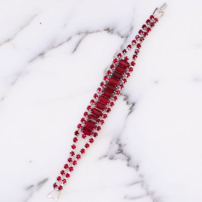 Vintage Red Crystal Rhinestone Bracelet by Vintage Meet Modern  - Vintage Meet Modern Vintage Jewelry - Chicago, Illinois - #oldhollywoodglamour #vintagemeetmodern #designervintage #jewelrybox #antiquejewelry #vintagejewelry