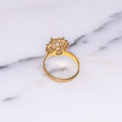 Vintage Opaline Cocktail Ring with Diamante Halo by Vintage Meet Modern - Vintage Meet Modern Vintage Jewelry - Chicago, Illinois - #oldhollywoodglamour #vintagemeetmodern #designervintage #jewelrybox #antiquejewelry #vintagejewelry