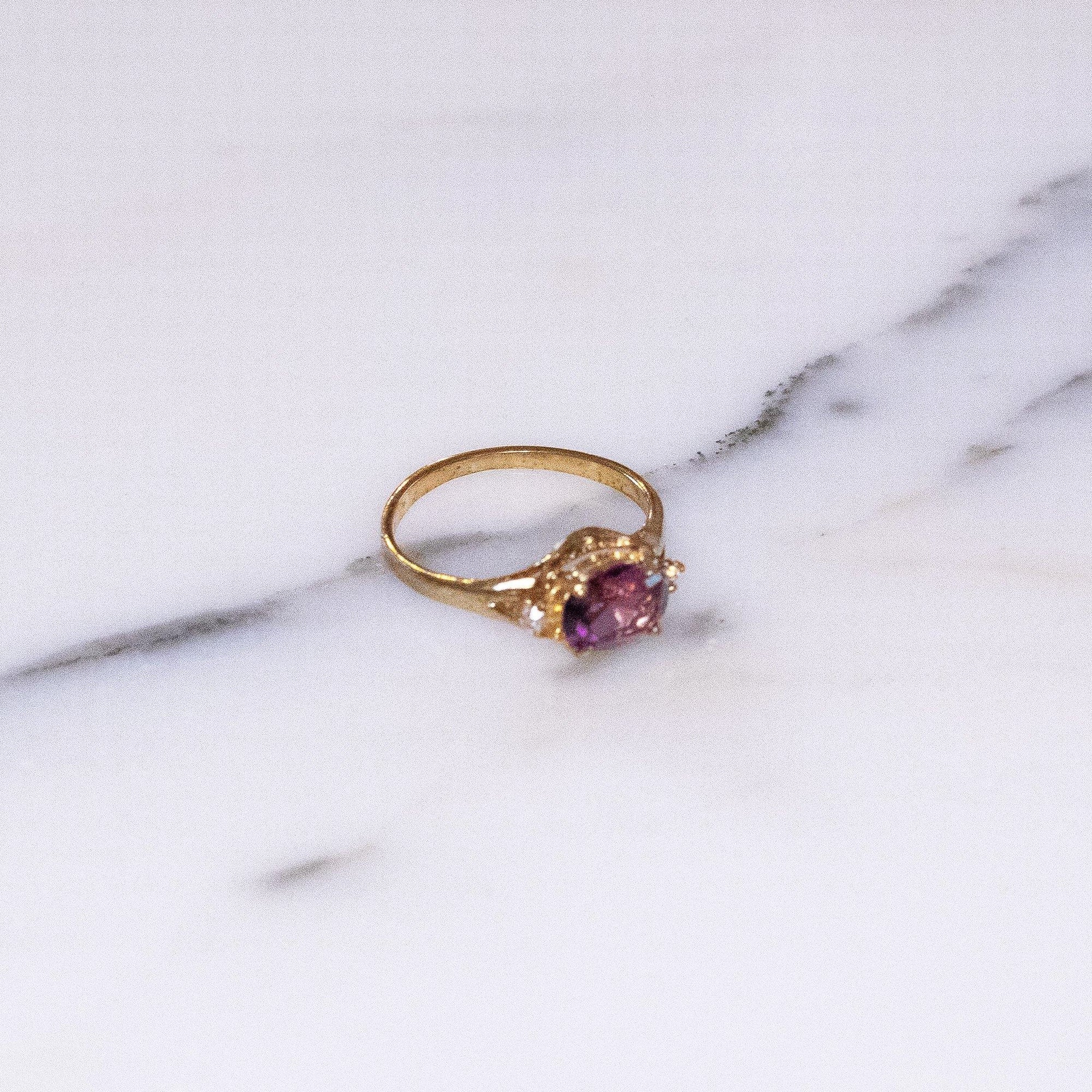 Amethyst Crystal, East/West Oval Setting, Diamante Crystal Accents by Vintage Meet Modern - Vintage Meet Modern Vintage Jewelry - Chicago, Illinois - #oldhollywoodglamour #vintagemeetmodern #designervintage #jewelrybox #antiquejewelry #vintagejewelry