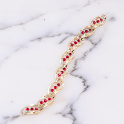 Vintage Lisner Red Rhinestone Bracelet by Lisner - Vintage Meet Modern Vintage Jewelry - Chicago, Illinois - #oldhollywoodglamour #vintagemeetmodern #designervintage #jewelrybox #antiquejewelry #vintagejewelry