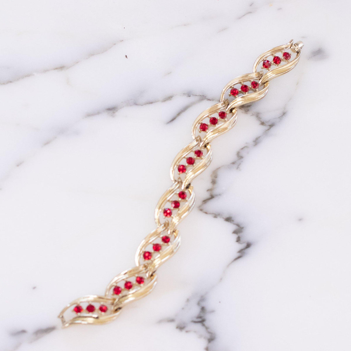 Vintage Lisner Red Rhinestone Bracelet