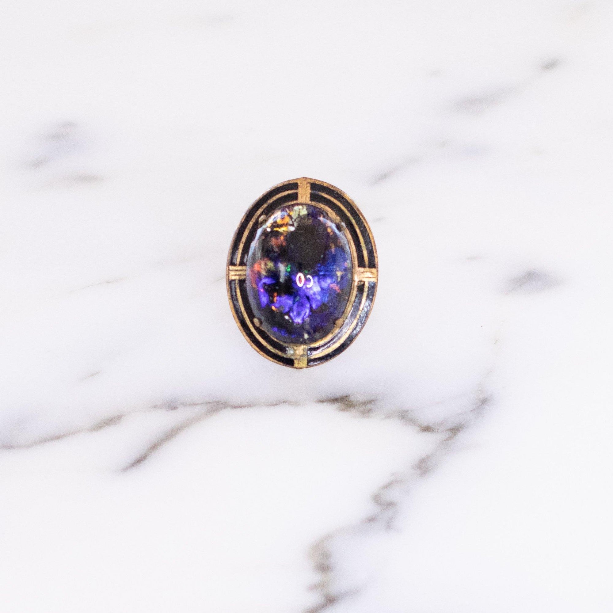 Vintage 1950s Blue Jelly Opal Statement Ring by Vintage Meet Modern - Vintage Meet Modern Vintage Jewelry - Chicago, Illinois - #oldhollywoodglamour #vintagemeetmodern #designervintage #jewelrybox #antiquejewelry #vintagejewelry