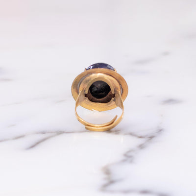 Vintage 1950s Blue Jelly Opal Statement Ring by Vintage Meet Modern  - Vintage Meet Modern Vintage Jewelry - Chicago, Illinois - #oldhollywoodglamour #vintagemeetmodern #designervintage #jewelrybox #antiquejewelry #vintagejewelry