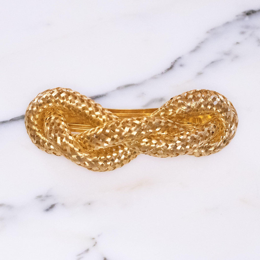 Vintage Made in France Golden Rope Barrette by Vintage Meet Modern - Vintage Meet Modern Vintage Jewelry - Chicago, Illinois - #oldhollywoodglamour #vintagemeetmodern #designervintage #jewelrybox #antiquejewelry #vintagejewelry