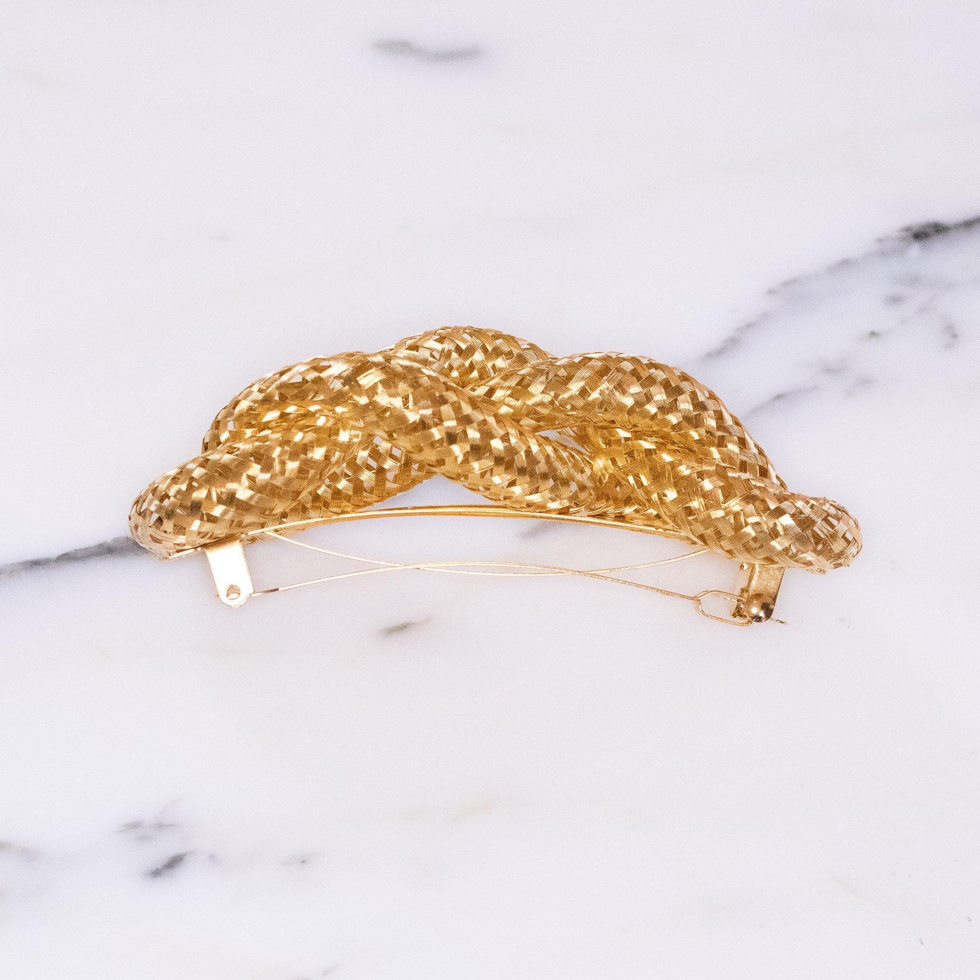 Vintage Made in France Golden Rope Barrette by Vintage Meet Modern - Vintage Meet Modern Vintage Jewelry - Chicago, Illinois - #oldhollywoodglamour #vintagemeetmodern #designervintage #jewelrybox #antiquejewelry #vintagejewelry