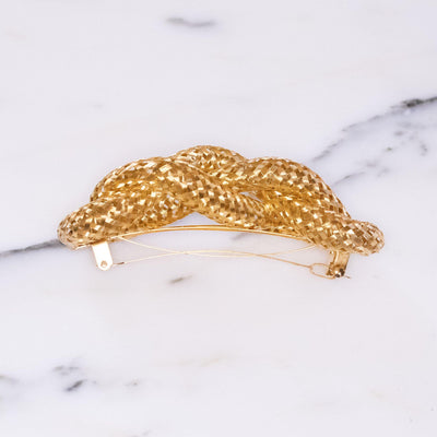 Vintage Made in France Golden Rope Barrette by Vintage Meet Modern  - Vintage Meet Modern Vintage Jewelry - Chicago, Illinois - #oldhollywoodglamour #vintagemeetmodern #designervintage #jewelrybox #antiquejewelry #vintagejewelry