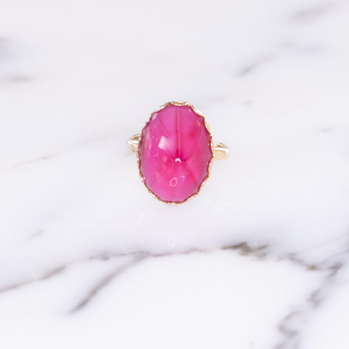 Vintage 1950s Pink Glass Star Sapphire Statement Ring