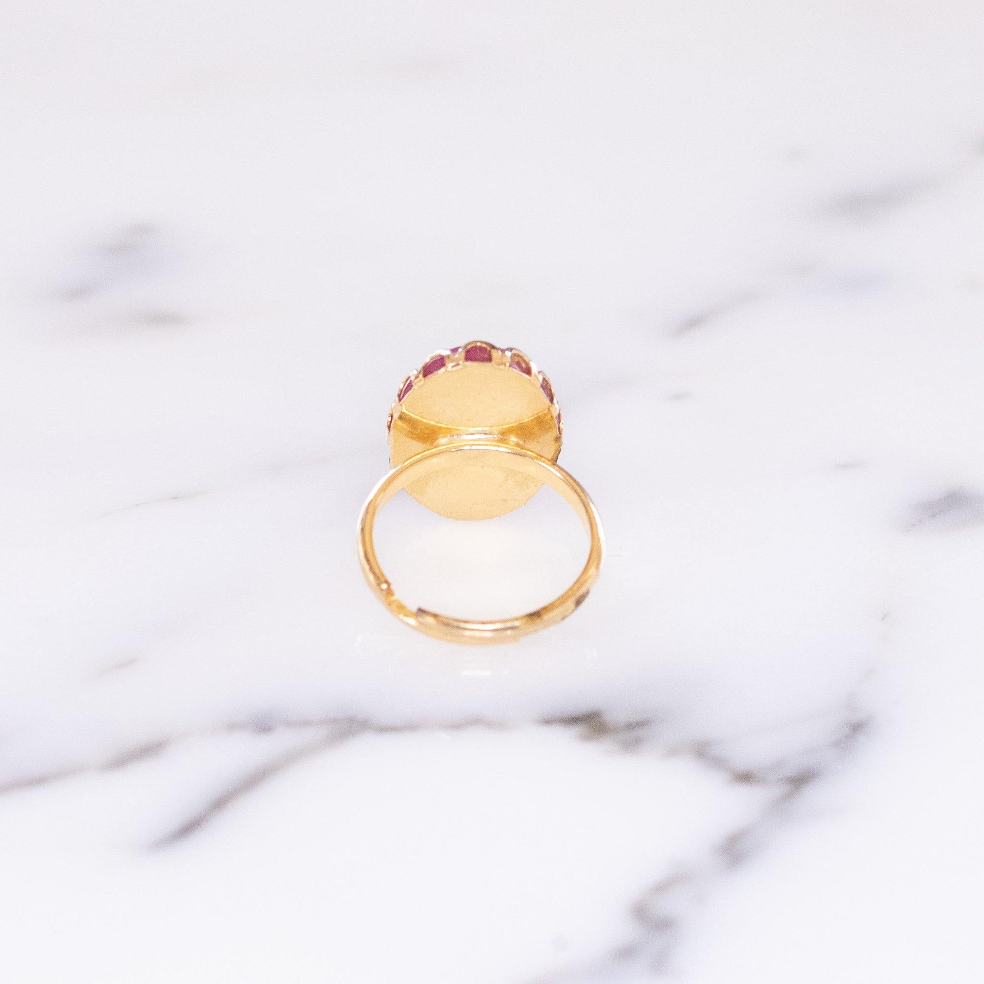 Vintage 1950s Pink Glass Star Sapphire Statement Ring by Vintage Meet Modern - Vintage Meet Modern Vintage Jewelry - Chicago, Illinois - #oldhollywoodglamour #vintagemeetmodern #designervintage #jewelrybox #antiquejewelry #vintagejewelry