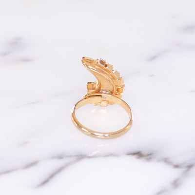 Vintage 1950s Yellow Crystal Crescent Cocktail Statement Ring by 1950s - Vintage Meet Modern Vintage Jewelry - Chicago, Illinois - #oldhollywoodglamour #vintagemeetmodern #designervintage #jewelrybox #antiquejewelry #vintagejewelry