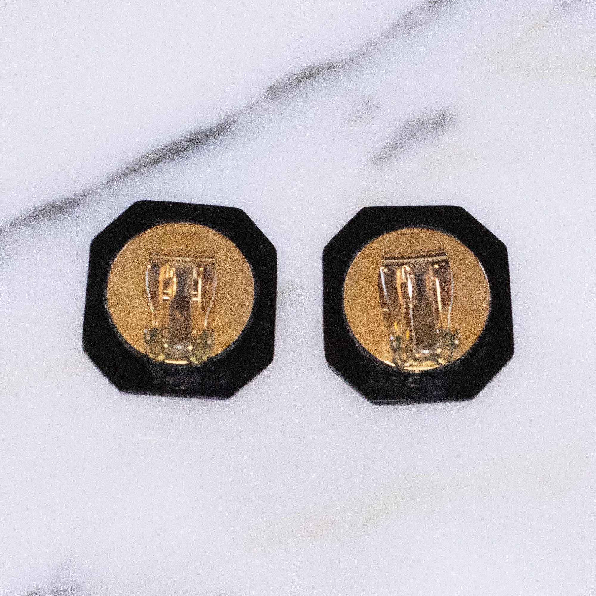 Vintage 1980s Lucite Earrings with Bezel Set Emerald Cut Blue Crystals by Vintage Meet Modern - Vintage Meet Modern Vintage Jewelry - Chicago, Illinois - #oldhollywoodglamour #vintagemeetmodern #designervintage #jewelrybox #antiquejewelry #vintagejewelry