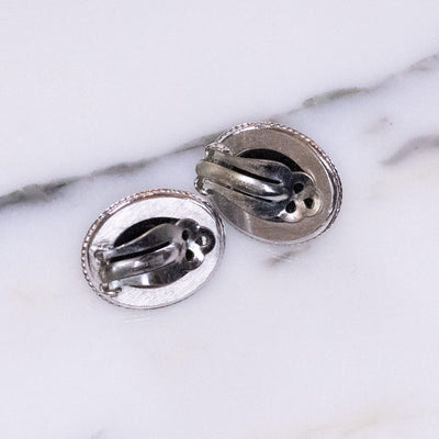 Vintage Whiting and Davis Victorian Revival Oval Hematite Glass Statement Earrings by Vintage Meet Modern - Vintage Meet Modern Vintage Jewelry - Chicago, Illinois - #oldhollywoodglamour #vintagemeetmodern #designervintage #jewelrybox #antiquejewelry #vintagejewelry