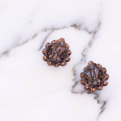 Vintage Black Jet and Smoke Crystal Round Cluster Earrings by 1950s - Vintage Meet Modern Vintage Jewelry - Chicago, Illinois - #oldhollywoodglamour #vintagemeetmodern #designervintage #jewelrybox #antiquejewelry #vintagejewelry