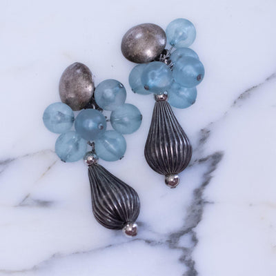 1980's Blue and Silver Dangling Earrings by 1980s - Vintage Meet Modern Vintage Jewelry - Chicago, Illinois - #oldhollywoodglamour #vintagemeetmodern #designervintage #jewelrybox #antiquejewelry #vintagejewelry