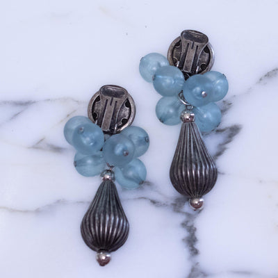 1980's Blue and Silver Dangling Earrings by 1980s - Vintage Meet Modern Vintage Jewelry - Chicago, Illinois - #oldhollywoodglamour #vintagemeetmodern #designervintage #jewelrybox #antiquejewelry #vintagejewelry