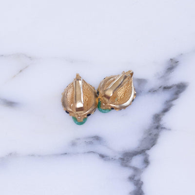 Vintage Faux Jade, Sapphire Crystal and Diamante Earrings by Vintage Meet Modern - Vintage Meet Modern Vintage Jewelry - Chicago, Illinois - #oldhollywoodglamour #vintagemeetmodern #designervintage #jewelrybox #antiquejewelry #vintagejewelry