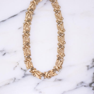 Vintage Crown Trifari Gold Necklace with Faux Pearls and Diamante Crystals by Crown Trifari - Vintage Meet Modern Vintage Jewelry - Chicago, Illinois - #oldhollywoodglamour #vintagemeetmodern #designervintage #jewelrybox #antiquejewelry #vintagejewelry