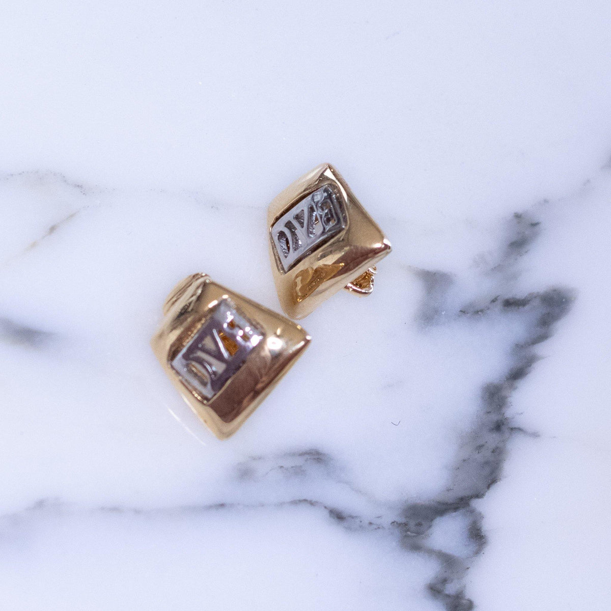 DVF Logo Earrings, Silver and Gold