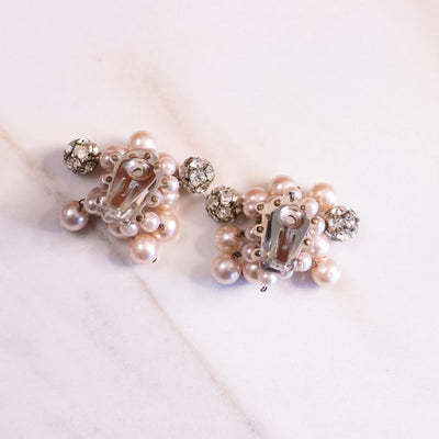 Vintage Pearl and Rhinestone Ball Cha Cha Statement Earrings by Unsigned Beauty - Vintage Meet Modern Vintage Jewelry - Chicago, Illinois - #oldhollywoodglamour #vintagemeetmodern #designervintage #jewelrybox #antiquejewelry #vintagejewelry