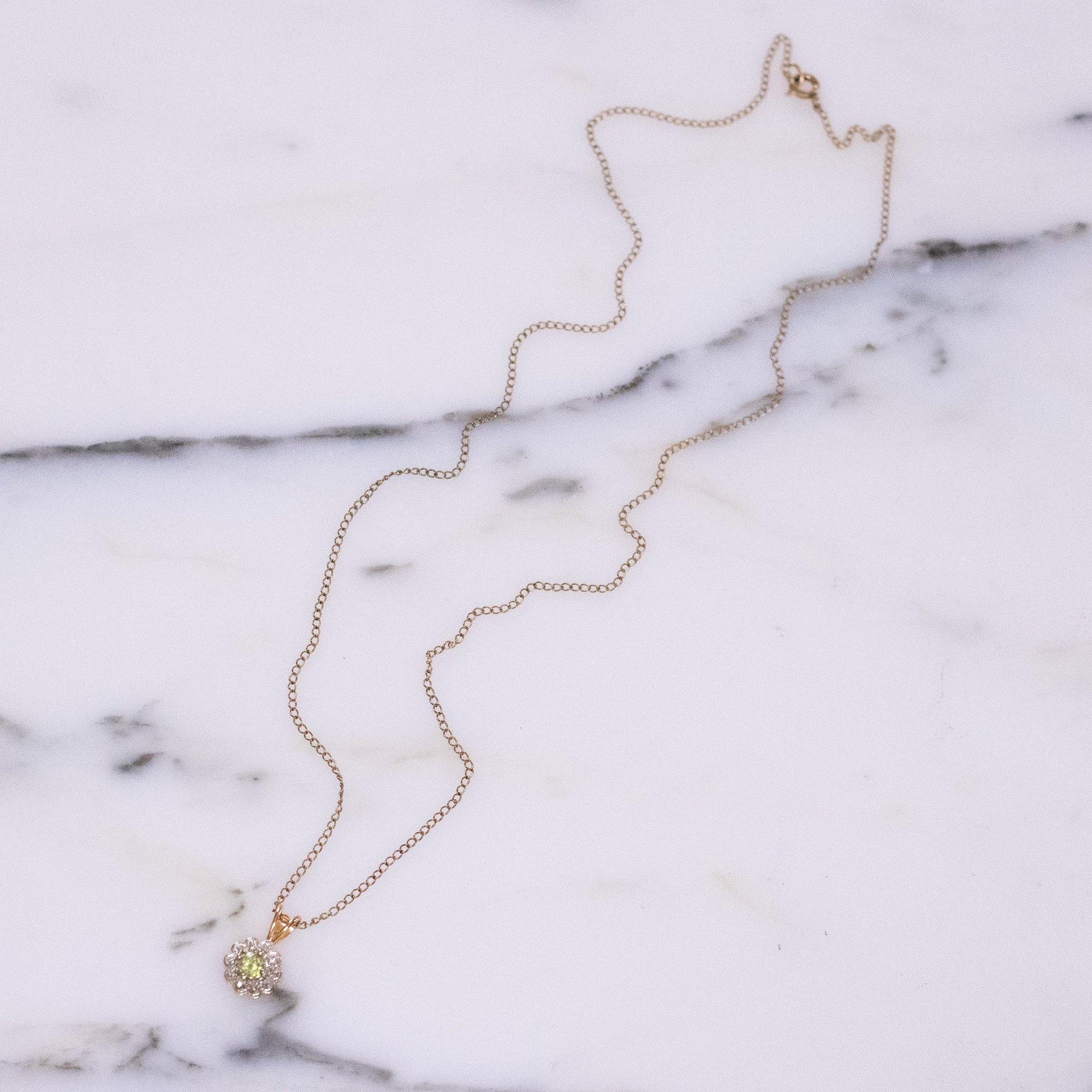 Vintage Lemon Citrine and White Topaz Petite Pendant 18kt Gold Over Sterling Silver Necklace by 1990s - Vintage Meet Modern Vintage Jewelry - Chicago, Illinois - #oldhollywoodglamour #vintagemeetmodern #designervintage #jewelrybox #antiquejewelry #vintagejewelry