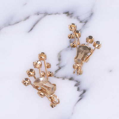 Vintage Smoke and Champagne Crystal Starburst Style Ear Crawler Statement Earrings by Vintage Meet Modern - Vintage Meet Modern Vintage Jewelry - Chicago, Illinois - #oldhollywoodglamour #vintagemeetmodern #designervintage #jewelrybox #antiquejewelry #vintagejewelry