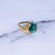 Vintage Aqua and Diamante Crystal Statement Ring Size 6