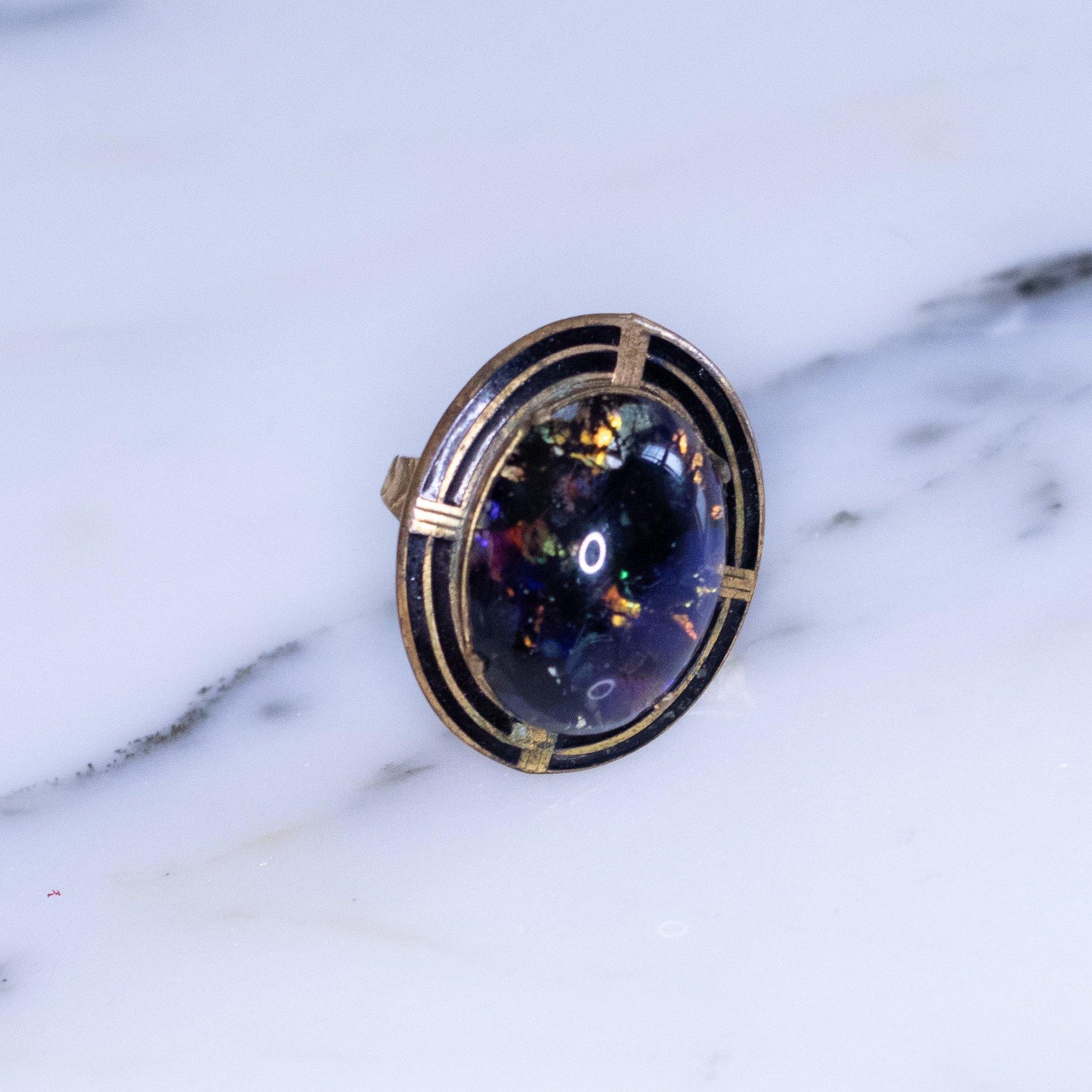 Vintage 1950s Blue Jelly Opal Statement Ring by Vintage Meet Modern - Vintage Meet Modern Vintage Jewelry - Chicago, Illinois - #oldhollywoodglamour #vintagemeetmodern #designervintage #jewelrybox #antiquejewelry #vintagejewelry