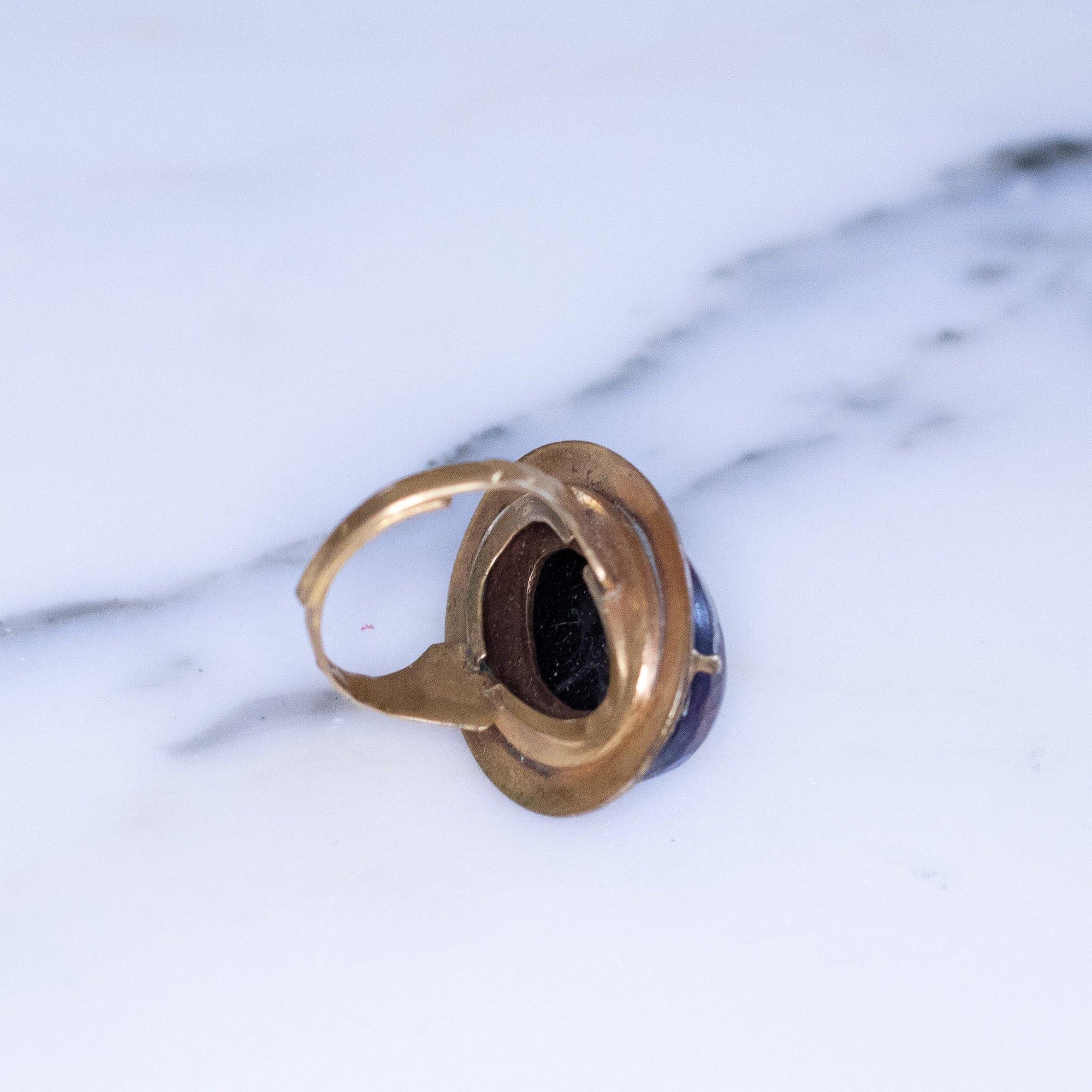 Vintage 1950s Blue Jelly Opal Statement Ring by Vintage Meet Modern - Vintage Meet Modern Vintage Jewelry - Chicago, Illinois - #oldhollywoodglamour #vintagemeetmodern #designervintage #jewelrybox #antiquejewelry #vintagejewelry