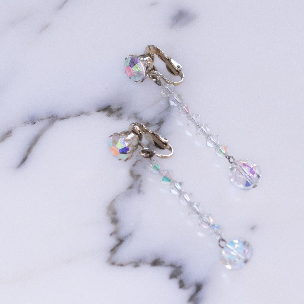 Vintage Aurora Borealis Dangling Bead Earrings
