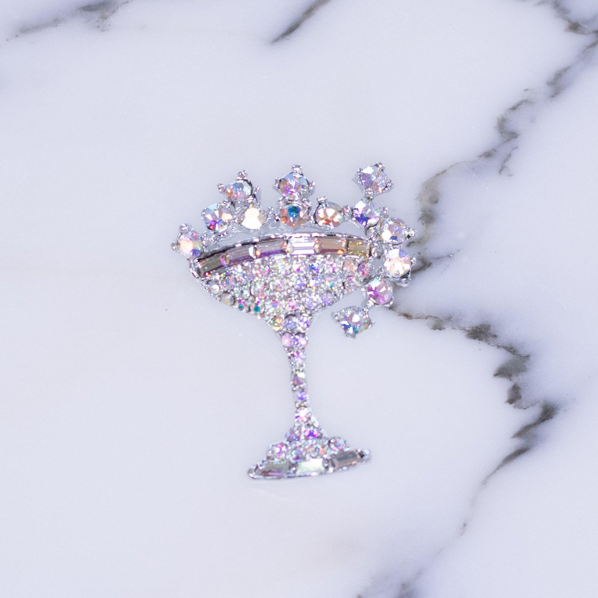 Vintage 1960s Bubbly Champagne Glass Brooch by Vintage Meet Modern - Vintage Meet Modern Vintage Jewelry - Chicago, Illinois - #oldhollywoodglamour #vintagemeetmodern #designervintage #jewelrybox #antiquejewelry #vintagejewelry