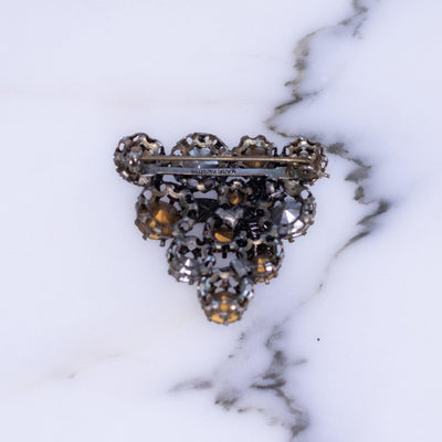 Vintage Made in Austria Amber and Aurora Borealis Rhinestone Brooch by Amber and Aurora Borealis - Vintage Meet Modern Vintage Jewelry - Chicago, Illinois - #oldhollywoodglamour #vintagemeetmodern #designervintage #jewelrybox #antiquejewelry #vintagejewelry