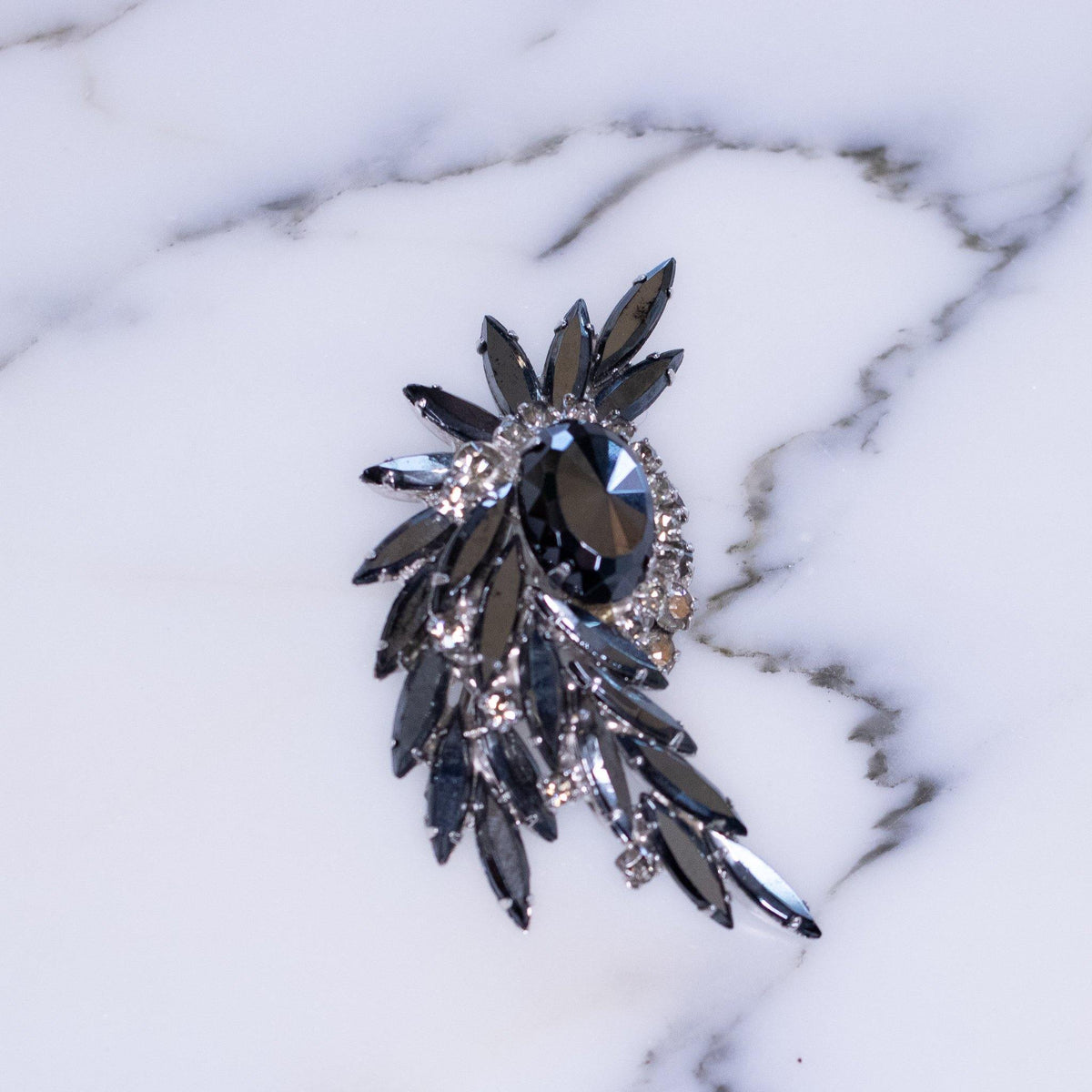 Vintage Juliana Hematite and Smoke Rhinestone Brooch