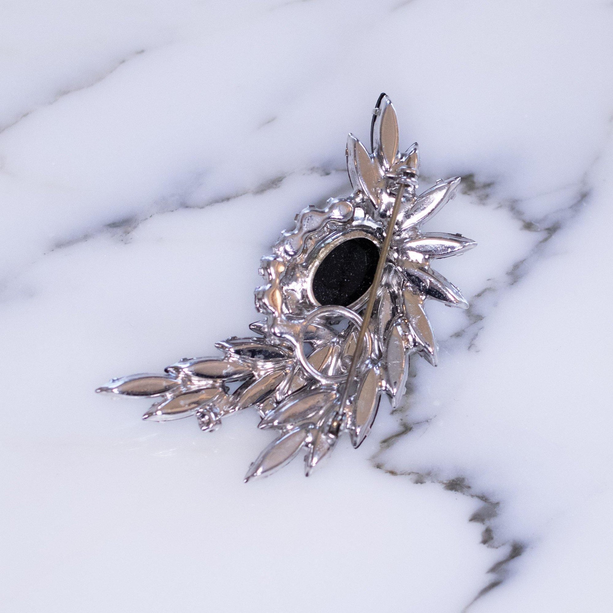 Vintage Juliana Hematite and Smoke Rhinestone Brooch by Vintage Meet Modern - Vintage Meet Modern Vintage Jewelry - Chicago, Illinois - #oldhollywoodglamour #vintagemeetmodern #designervintage #jewelrybox #antiquejewelry #vintagejewelry