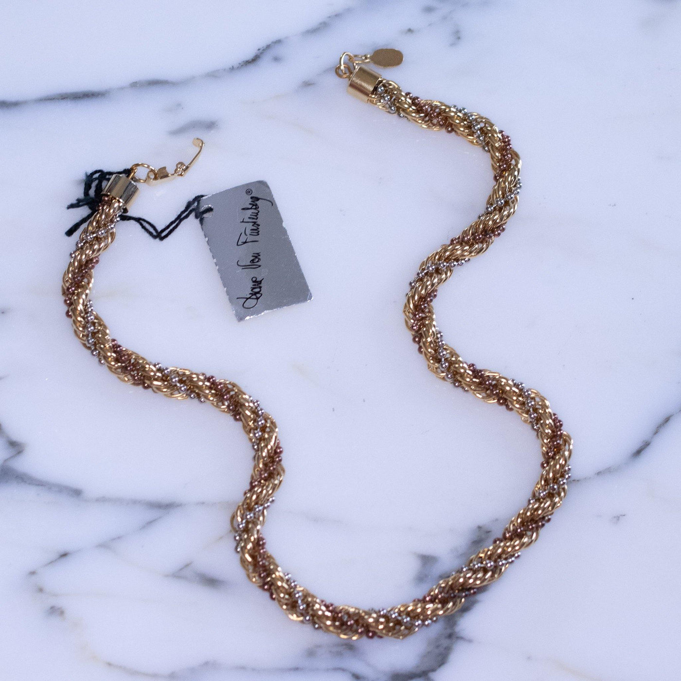 Diane von Furstenberg Gold Silver and Copper Thick Rope Chain Necklace