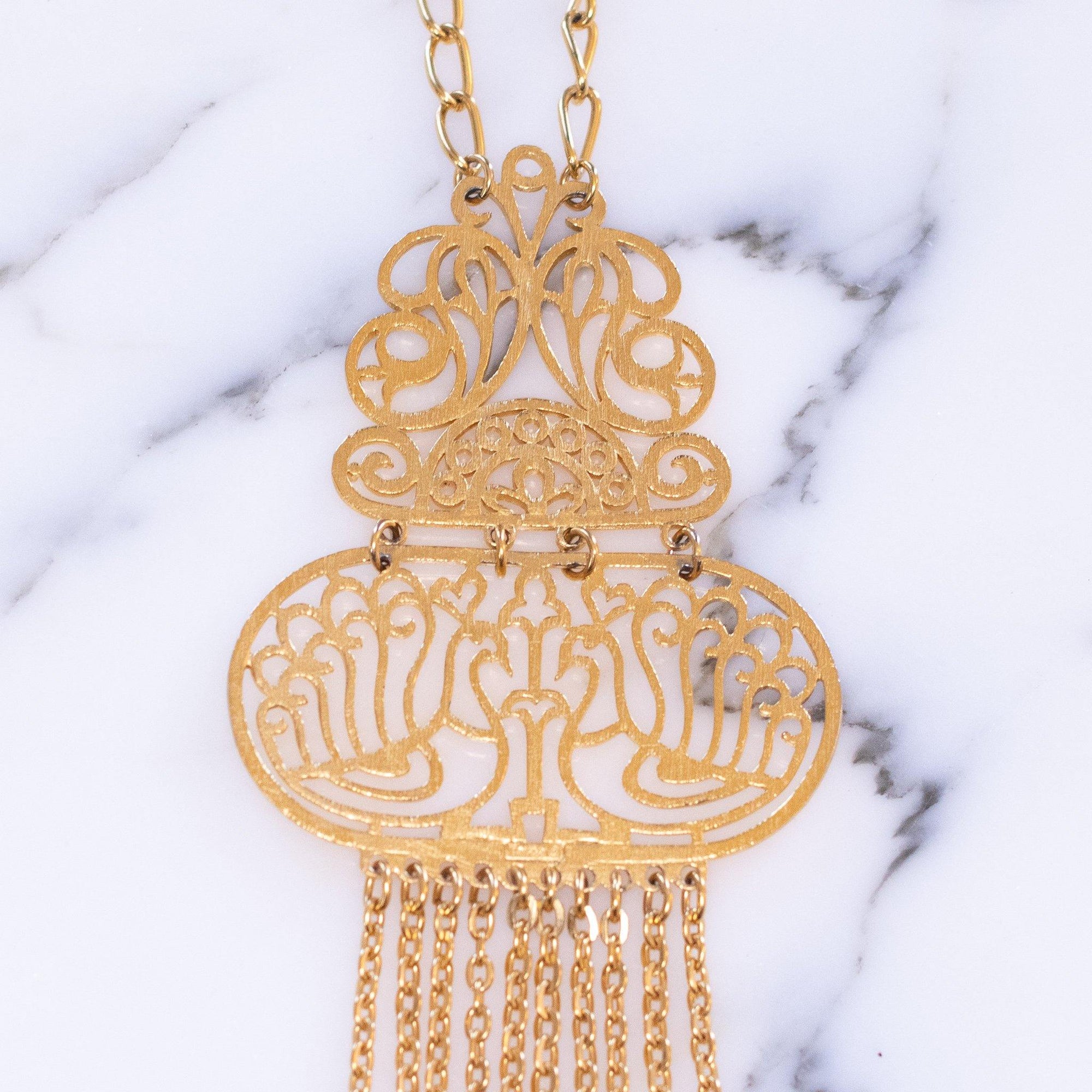 Vintage Crown Trifari Birds of Paradise Statement Necklace by Vintage Meet Modern - Vintage Meet Modern Vintage Jewelry - Chicago, Illinois - #oldhollywoodglamour #vintagemeetmodern #designervintage #jewelrybox #antiquejewelry #vintagejewelry