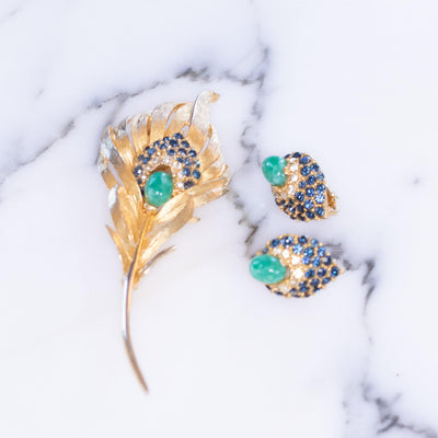 Vintage Faux Jade, Sapphire Crystal and Diamante Earrings by Vintage Meet Modern - Vintage Meet Modern Vintage Jewelry - Chicago, Illinois - #oldhollywoodglamour #vintagemeetmodern #designervintage #jewelrybox #antiquejewelry #vintagejewelry