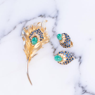 Vintage Faux Jade, Sapphire Crystal and Diamante Earrings by Vintage Meet Modern  - Vintage Meet Modern Vintage Jewelry - Chicago, Illinois - #oldhollywoodglamour #vintagemeetmodern #designervintage #jewelrybox #antiquejewelry #vintagejewelry