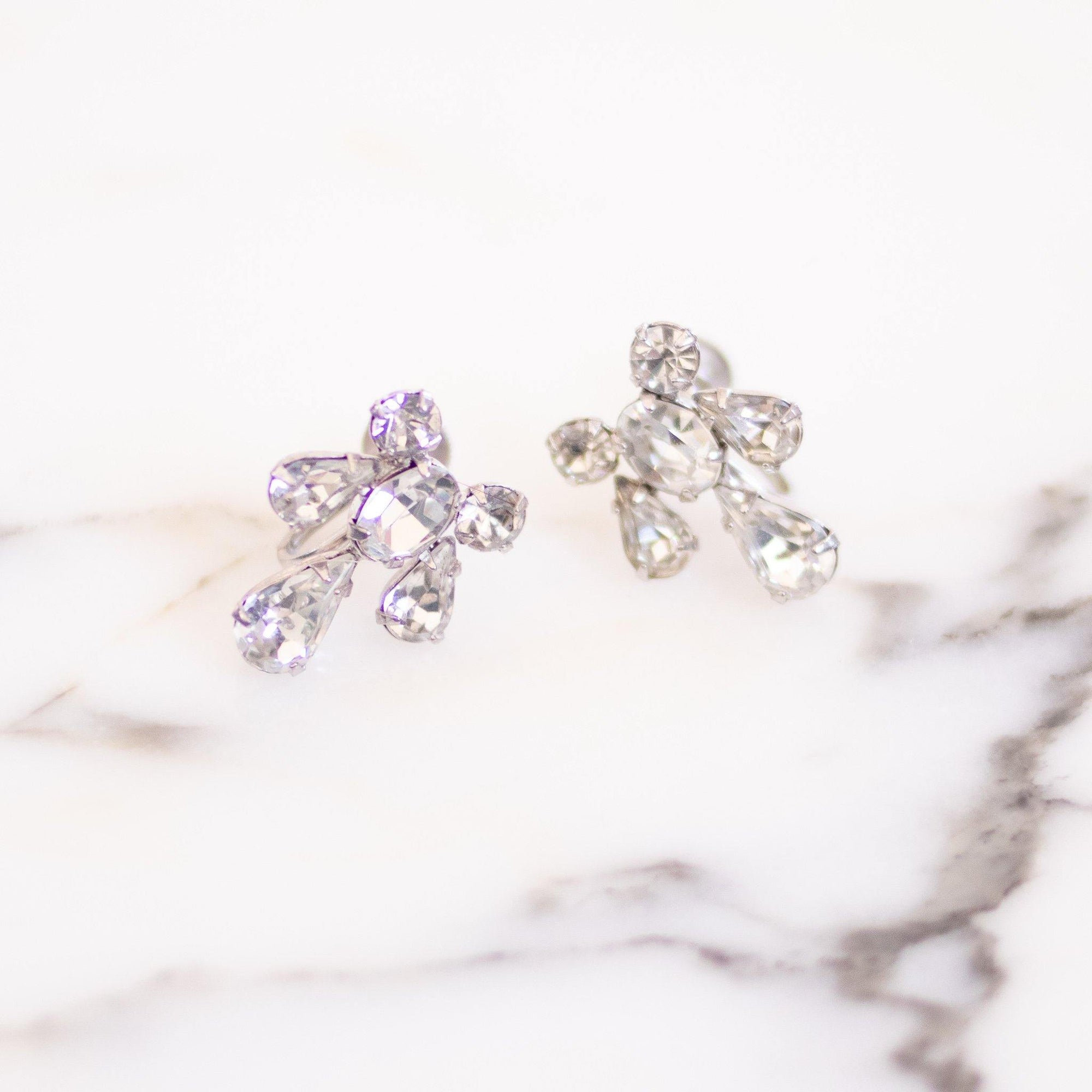 Vintage Art Deco Diamante Rhinestone Earrings, Screw Back, Silver Tone by Art Deco - Vintage Meet Modern Vintage Jewelry - Chicago, Illinois - #oldhollywoodglamour #vintagemeetmodern #designervintage #jewelrybox #antiquejewelry #vintagejewelry
