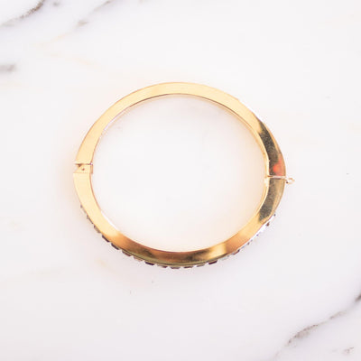 Vintage 1980s Gold Channel Set Diamante Bangle Bracelet by 1980s - Vintage Meet Modern Vintage Jewelry - Chicago, Illinois - #oldhollywoodglamour #vintagemeetmodern #designervintage #jewelrybox #antiquejewelry #vintagejewelry