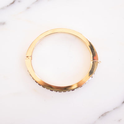 Vintage 1980s Gold Channel Set Diamante Bangle Bracelet by 1980s - Vintage Meet Modern Vintage Jewelry - Chicago, Illinois - #oldhollywoodglamour #vintagemeetmodern #designervintage #jewelrybox #antiquejewelry #vintagejewelry