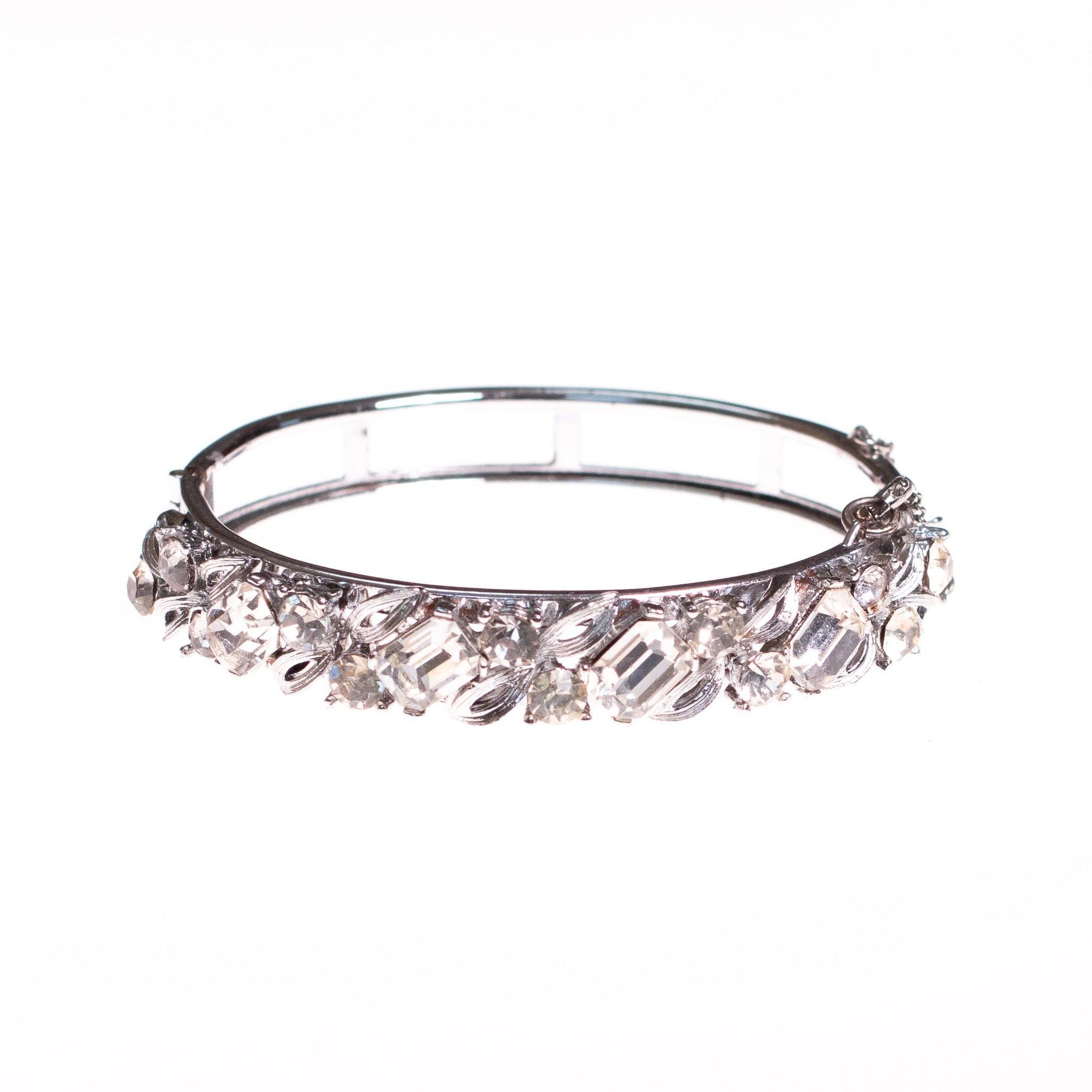 Vintage Lisner Hinged Bangle Bracelet with Diamante Rhinestones by Lisner - Vintage Meet Modern Vintage Jewelry - Chicago, Illinois - #oldhollywoodglamour #vintagemeetmodern #designervintage #jewelrybox #antiquejewelry #vintagejewelry