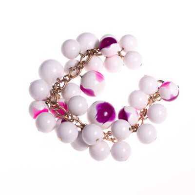 Vintage 1950s Chunky White Purple and Pink Beaded Bracelet by Unsigned Beauty - Vintage Meet Modern Vintage Jewelry - Chicago, Illinois - #oldhollywoodglamour #vintagemeetmodern #designervintage #jewelrybox #antiquejewelry #vintagejewelry