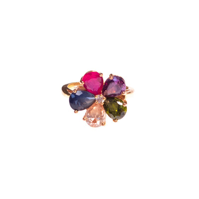 Vintage Colorful Gemstone Flower Statement Ring by Unsigned Beauty - Vintage Meet Modern Vintage Jewelry - Chicago, Illinois - #oldhollywoodglamour #vintagemeetmodern #designervintage #jewelrybox #antiquejewelry #vintagejewelry
