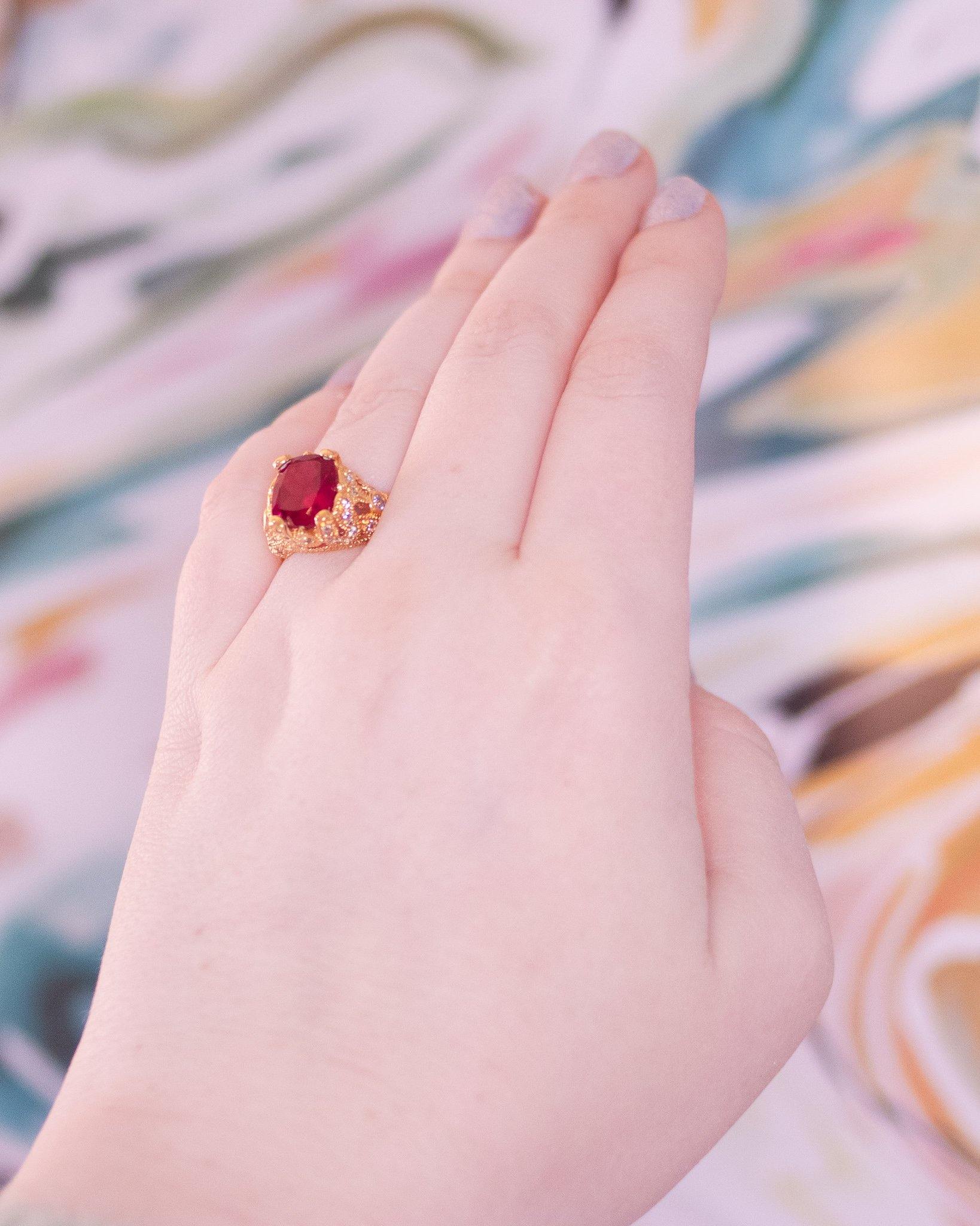 Vintage Camrose and Kross Rubelite Ring by Camrose and Kross - Vintage Meet Modern Vintage Jewelry - Chicago, Illinois - #oldhollywoodglamour #vintagemeetmodern #designervintage #jewelrybox #antiquejewelry #vintagejewelry